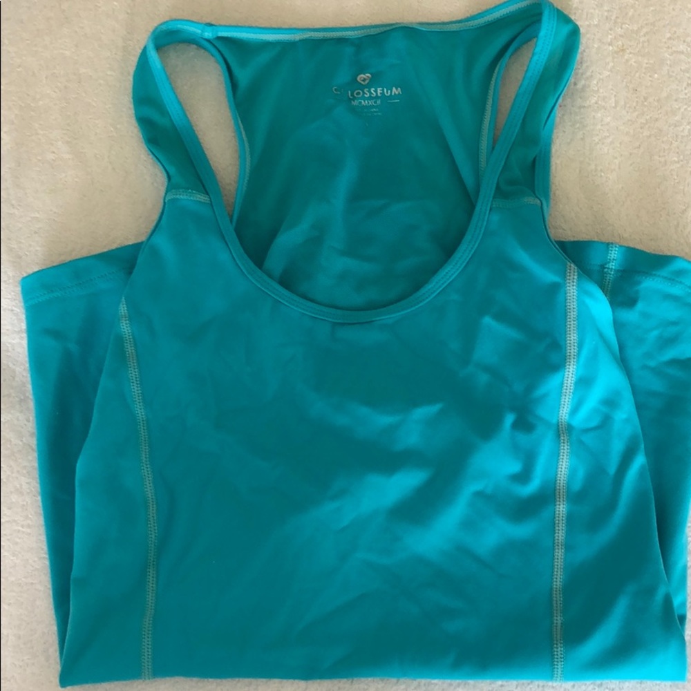 Bright blue workout tank